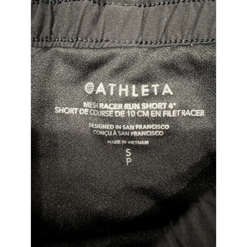 Athleta Mesh Racer Run Short 4 Black Womens Small Running Gym Athletic Shorts